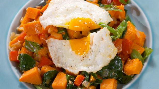 Zubereitung - Gebratene Süßkartoffeln mit Rührei