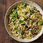 Quinoa mit Hirse, Mais und Shiitake