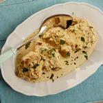 Geschmortes Hähnchen in cremiger Senfsauce