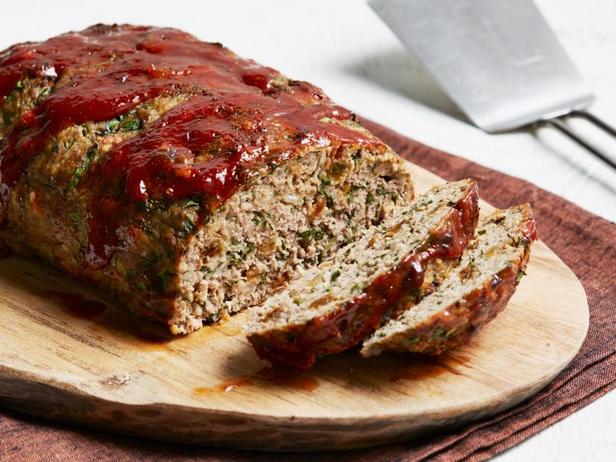 Rezept für Hackbraten mit Mangold und Rosinen in süß-saurer Glasur