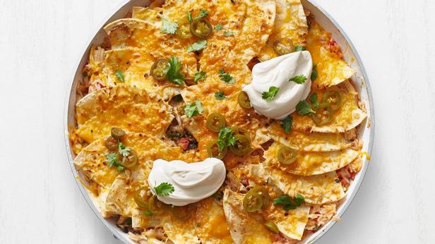 Zubereitung - Gegrillter Hähnchen-, Reis- und Tortilla-Auflauf
