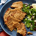 Kichererbsen-Fladenbrot mit Petersilien- und Olivensalat