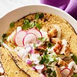 Hähnchen-, Limetten- und Koriander-Tacos