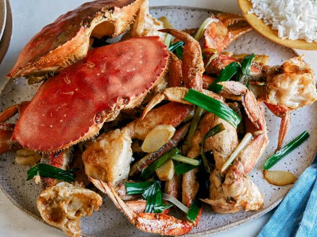 Zubereitung - Pfannengericht mit Krabben, Ingwer und Frühlingszwiebeln