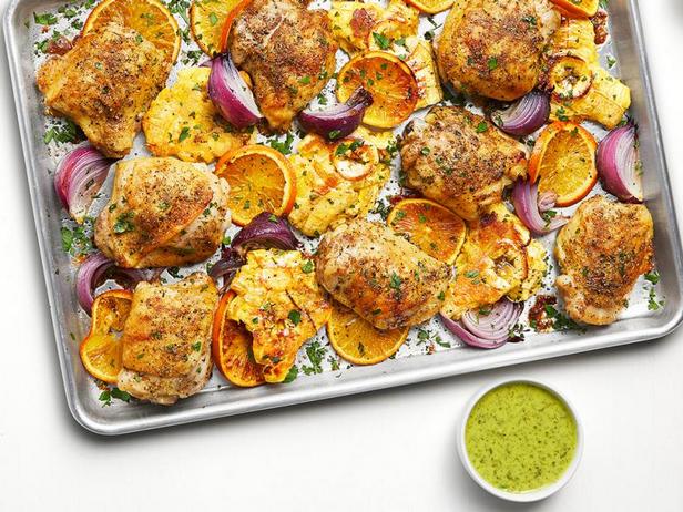 Rezept für Chicken Mojo mit Kochbananen (vom Backblech)