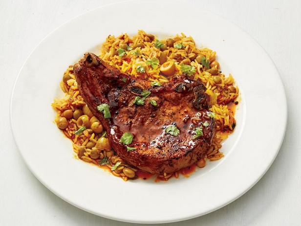Rezept für natürliche spanische Schweinekoteletts mit Reis