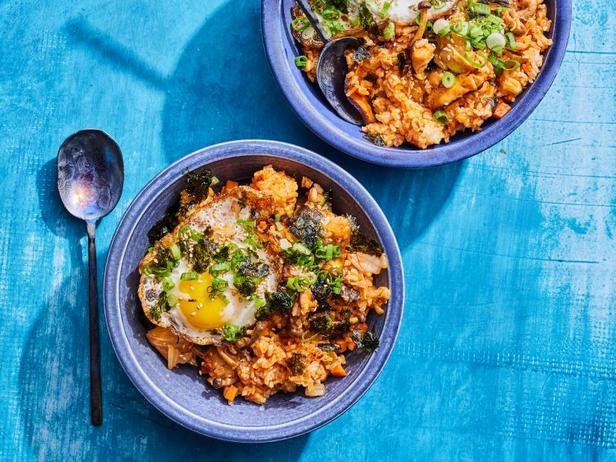Zubereitung - Gebratener Reis mit Pilzen und Kimchi
