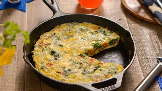 Rezept für eine Süßkartoffel-, Grünkohl- und Speck-Frittata