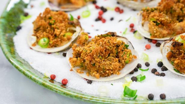 Rezept für Venusmuscheln Oreganata mit Harissa