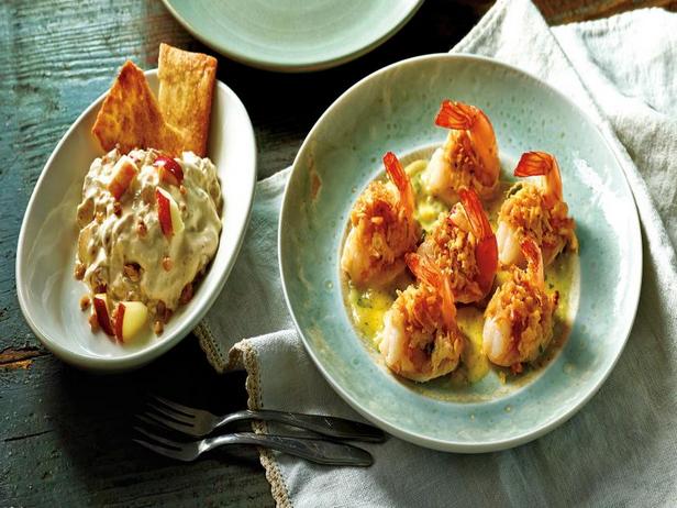 Rezept für gefüllte Garnelen-Scampi mit Karamell-Apfel-Dip