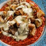 Geröstete Topinambur mit gerösteten Paprika und Zitronen-Aioli