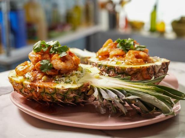 Zubereitung - Garnelen mit Reis in Ananas