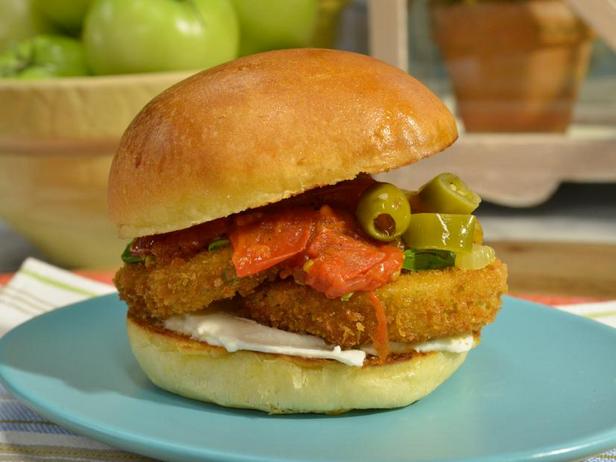 Zubereitung - Sandwiches mit gebratenen grünen Tomaten, Burrata und gebackenen Tomaten