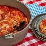 Lasagne mit Fleisch vom Grill